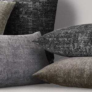 RESTORATION HARDWARE BROWN LUXURIOUS ITALIAN MOTTLED CHENILLE LUMBAR PILLOW